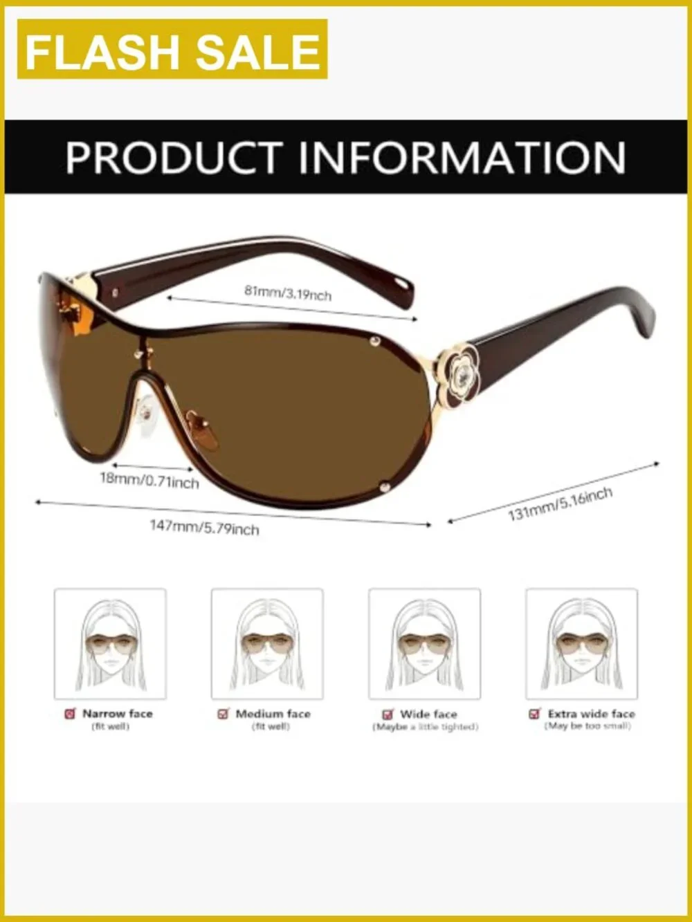 Y2K Wrap Around Oversized Sun Glasses Retro Cool Shade UV400